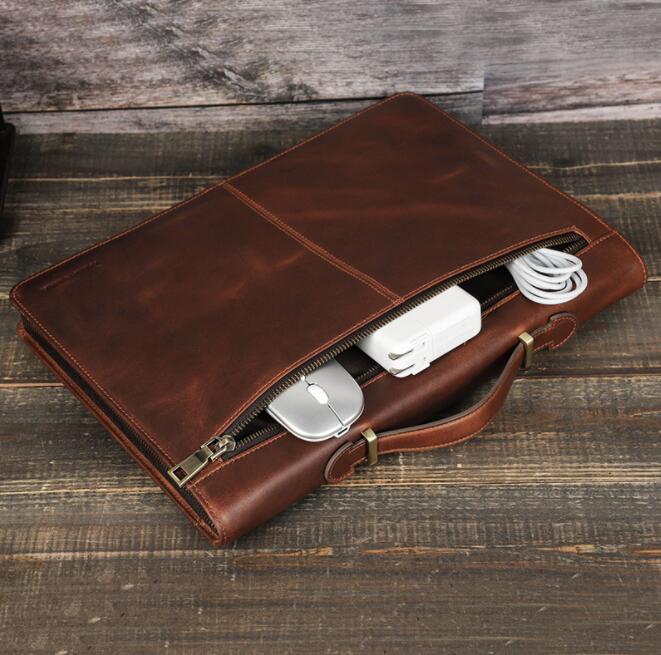 Genuine Leather Laptop Bag, PC Case, Stylish Laptop Bag, Business Inner Case, MacBook Compatible, Waterproof, Lightweight, Water-Repellent, Perfect for Commuting and School.