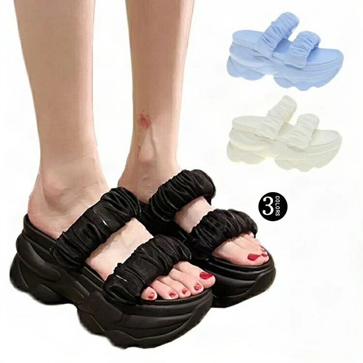 レディース ビーチサンダル 軽量 快適 柔らかい レジャー かわいい 7cmヒール シャーリング ダブルベルトサンダル 夏 ミュール 厚底 美脚 滑り止め ミュール 疲れない おしゃれ シンプル 洗える カジュアル 旅行 厚底サンダル 海 アウトドア