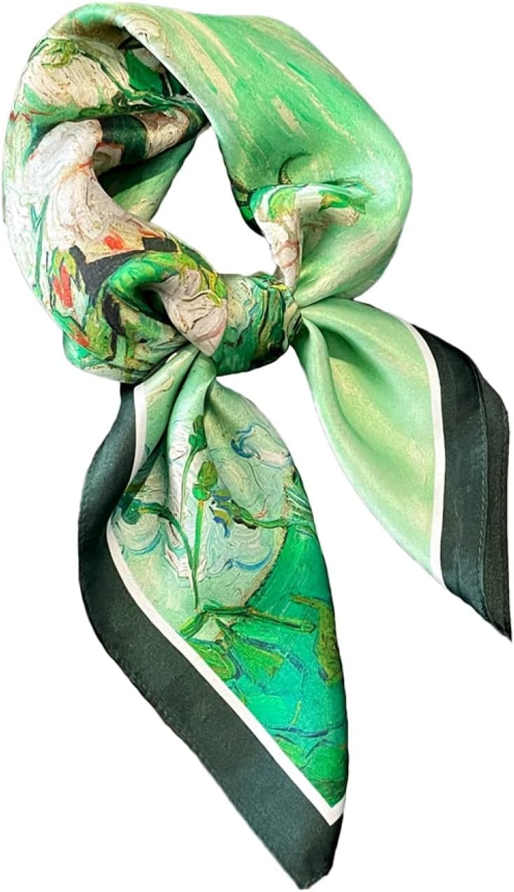 スカーフ 65cmx65cm シルク風 スクエアスカーフ ネッカチーフ レディース 薄手 正方形 おしゃれ 花 軽量 光沢感 オールシーズン 柔らか オフィス 制服用 バッグ飾り 髪飾り 通勤 旅行