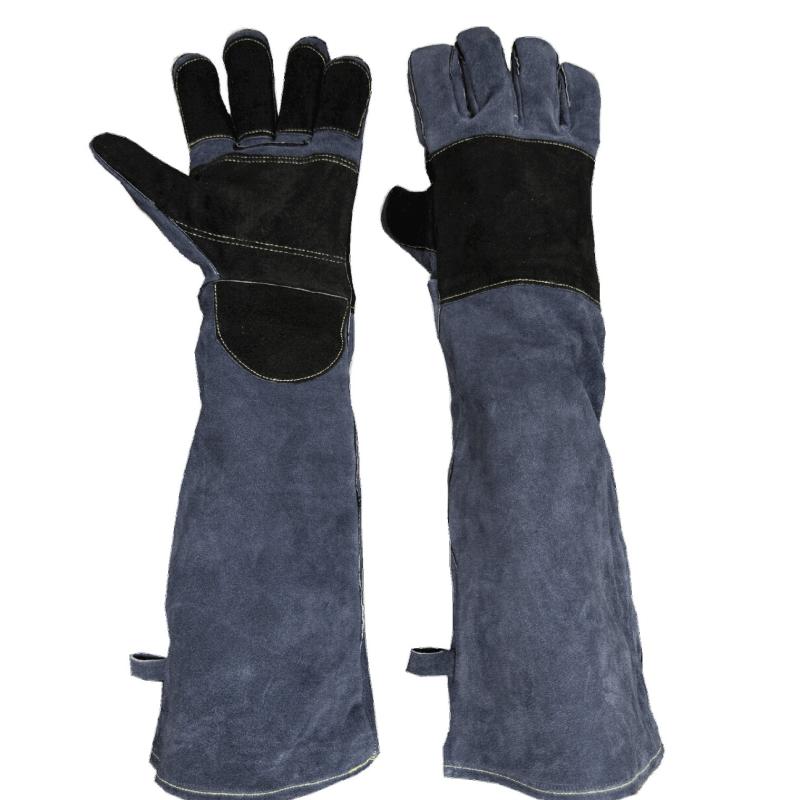 溶接作業用手袋 牛革 本革 厚手 耐熱 滑り止め 耐摩耗性 高耐久 プロ仕様 再利用可能 丈夫な グレー ブ..