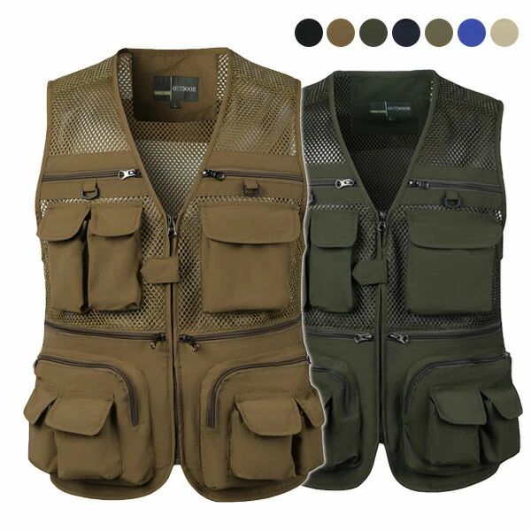 多機能ベスト メンズ アウトドアベスト 作業服 お釣りベスト Vネック 撮影 登山旅行 登山 お釣り 父の日 大人気 春 夏 メッシュ 通気 新作ベスト フィッシングベスト アウトドア 多機能 カジュアル カメラマン マウンテンベスト お釣り作業服 前開き 全7色 pieceselect1-10006465 ピースセレクト パッケージ画像