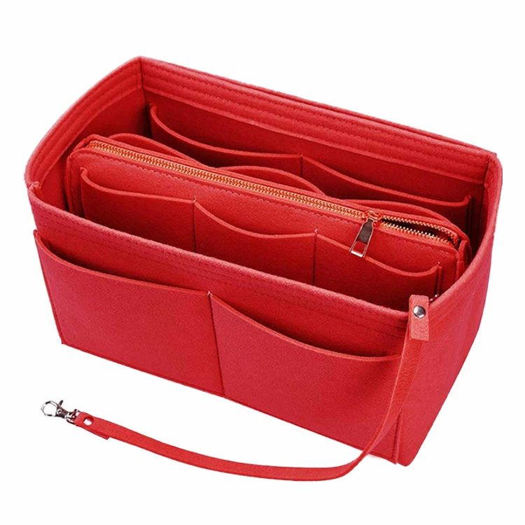 マルチポーチ ポーチ 小さめ 旅行 化粧品 大きめ バッグインバッグ 自立 ハンドバッグ 軽い インナーバッグ フェルト リュック