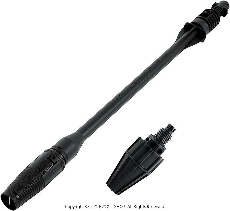 サイクロンノズル+可変ノズル+延長ロッド+アダプター。材質：PA66 + GF30％。高強度、特殊な熱安定性、耐加水分解性の特性があり、頑丈で耐久性があります。 頑固な汚れをきれいにしてくれるので手間もかかりません。ケルヒャーの高圧ノズルは、車、バイク、自転車、床、ベランダ、庭、道路などの掃除に使用でき、汚れ、苔、藻類を洗い流します。 高圧洗浄機ノズル、サイクロンノズル、可変ノズルの2つのノズルを装備。 サイクロンノズルは、強い水圧、強い噴霧力、高効率を備えており、高圧の回転水流を利用することで頑固な汚れを素早く取り除くことができます。 可変ノズルは水流れの大きさ、水の分散角度を調整でき、必要に応じてノズルの圧力を調整して汚れをすばやくきれいにすることができます。 高品質のエンジニアリングプラスチックで作られているので、耐用、耐摩耗性、耐老化性を備えており、頑丈で長くご使用いただけます。