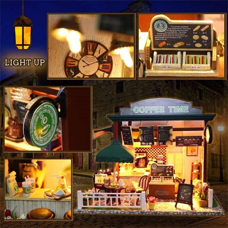 ドールハウス ミニチュアハウス コーヒーショップ 手作りキット セット 3Dパズル D...