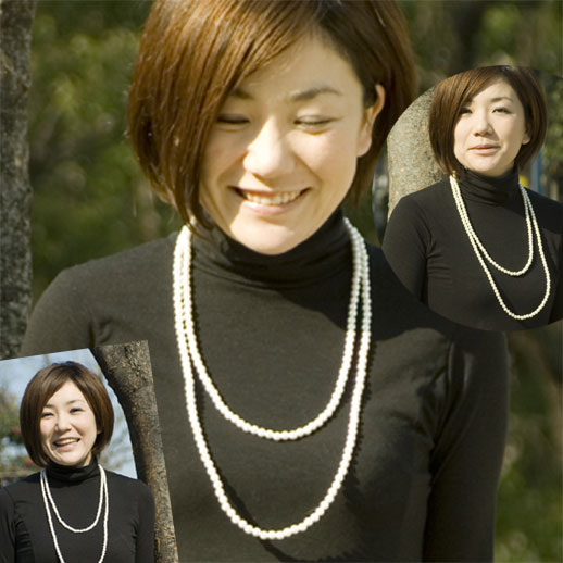 Pパール連ロングネックレス直径7ミリ60インチ メール便 送料無料 プレゼント 春夏秋冬 大人気