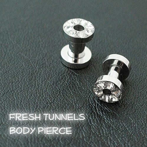 ボディピアス つけっぱなし メンズ レディース サージカルステンレス製 フレッシュトンネル 2サイズ 3mm 4.1mm 1個売り メール便 送料無料 金属アレ...