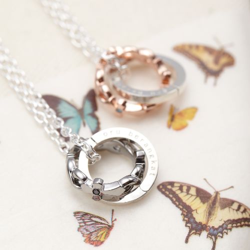 ネックレス メンズ レディース ブルーダイヤ シルバー925製 2連リング ペンダント アズキチェーン クロス 十字架 文字入り ペアとしても 宝石鑑別書カード...