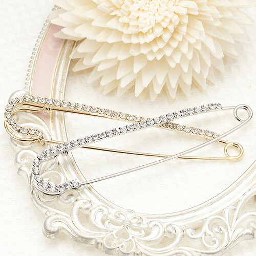 ピンブローチ ストール留め 大きめサイズ ラインストーン ざっくりニットや厚手のコートにもぴったり レディース メール便 送料無料 プレゼント 春夏秋冬 大人気