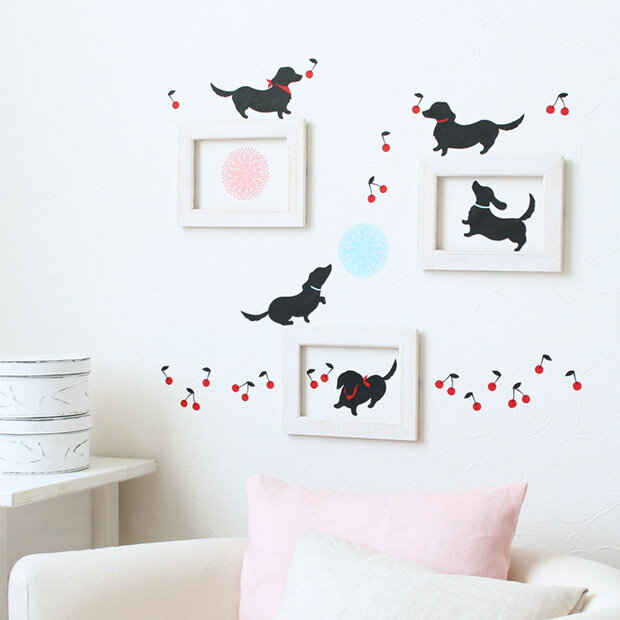 ウォールステッカー ガラス専用ステッカー ハウスジーダ Hausu gida 動物モチーフ ミニチュアダックスフンド メール便 送料無料 プレゼント 春夏秋冬 ...