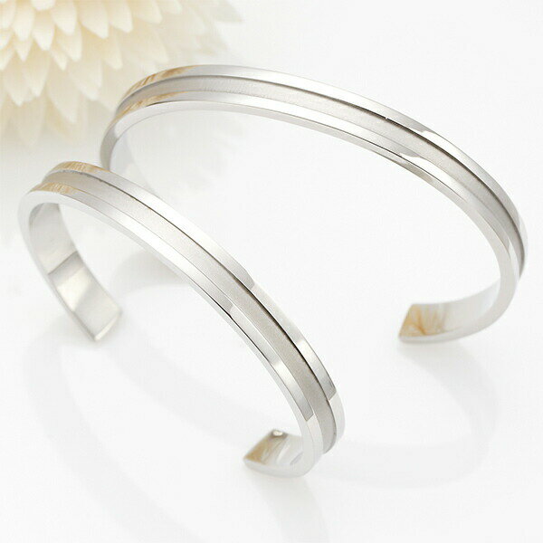 ブレスレット レディース グレーのラインが入ったバングル サージカルステンレス SUS316L vie 専用box 袋付き ペアにも 金属アレルギー対応 プレゼ...
