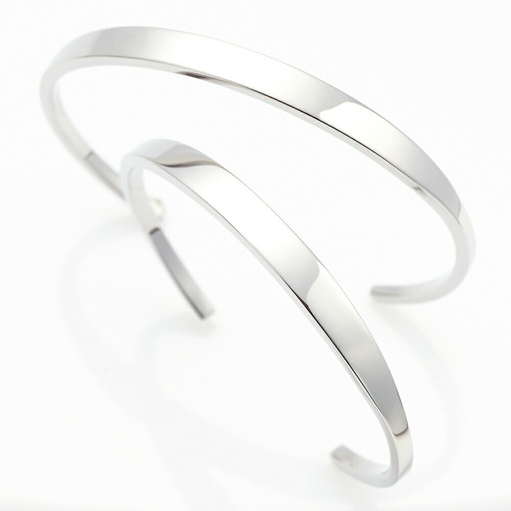 ペアバングル レディース メンズ シルバー サージカルステンレス 金属アレルギー対応 シンプル カジュアル スタンダード おそろい プレゼント 送料無料 春夏秋...