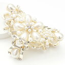 パールフラワーヘアバンスクリップ ゴージャス 華やか ゴールド 五弁花 葉 大きめ 結婚式 デイリー レディース ギフト プレゼント用にも メール便 送料無料 ...