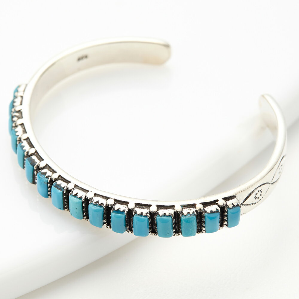バングル メンズ レディース スクエアターコイズ シルバー925製 細身 太陽マーク ネイティブ アメリカン インディアン 可愛い ブルー トルコ石 レディース...