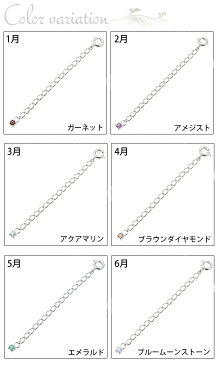 1粒誕生石の5センチアジャスターチェーン 2.5ミリ 天然石 シルバー925製 長さ調節 シンプル 大人かわいい レディース プレゼント用にも ギフト メール便送料無料 プレゼント 春夏 大人気