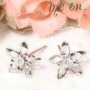 me on... ピアス レディース キュートフラワーがアクセント フラワーモチーフK14ホワイトゴールドキュービックジルコニアピアス 送料無料 プレゼント 春夏秋冬 大人気