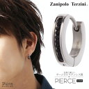 フープピアス メンズ レディース サージカルステンレス製 ブラックCZ Zanipolo Terzini ザニポロタルツィーニ お肌に優しい 金属アレルギー対応 金アレ 中折れ 巾着付き 中折れ シンプル スタイリッシュ クール フォーマル 記念日 誕生日 プレゼント ギフト メール便送料無料