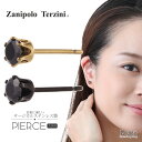 スタッドピアス メンズ レディース サージカルステンレス製 ブラックキュービックジルコニア 1石 6本爪 Zanipolo Terzini ザニポロタルツィーニ...