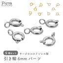 引き輪 レディース メンズ サージカルステンレス製 ヒキワ スプリングクラスプ 金具 ビーズパーツ 6mm 5個セット お肌に優しい 金属アレルギー対応 ハンド...
