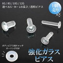 大きいゲージ ガラスピアス 金属アレルギー対応ピアス 強化ガラス 片耳用 1個売り レディース メンズ クリア 透明 6G 8G 10G 12G リテーナー 目...
