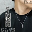 ネックレス ペンダント メンズ シルバー925 キュービックジルコニア プレート スカル ドクロ ガイコツ アラベスク 模様 お肌に優しい 金属アレルギー対応 ...