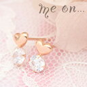 me on... K10ピンクゴールドぷっくり可愛いプチハート キュービックジルコニアピアス メール便送料無料 プレゼント 春夏秋冬 大人気