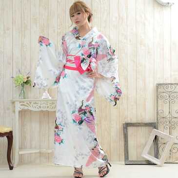 孔雀サテン和柄ロング着物ドレス 和柄 衣装 ダンス よさこい 花魁 コスプレ キャバドレス 送料無料 秋冬 大人気