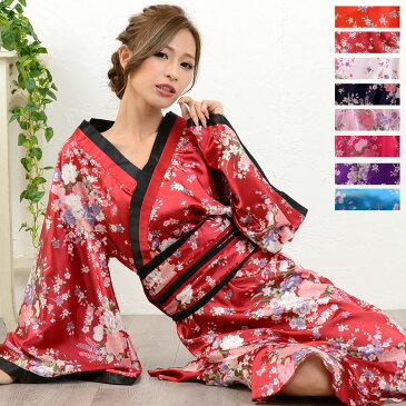 帯付きななめカットフリル花魁着物ロングドレス 衣装 よさこい コスプレ キャバドレス 送料無料 秋冬 大人気