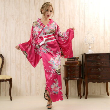 和柄サテン着物ロングドレス衣装 キャバドレス レディース 帯付き花魁シリーズ よさこい コスプレ 華やか カラー豊富