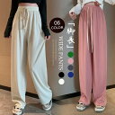 ワイドパンツ レディース 春夏秋 ロング丈 ドレープパンツ ウエストドロスト ポリエステル シンプル ひんやり感 黒