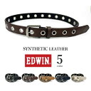 EDWIN エドウィン ベルト メンズ 春夏秋冬 幅3.5cm リングハトメデザイン ロングサイズ 合皮 ロゴ入り シンプル おしゃれ 大人 黒