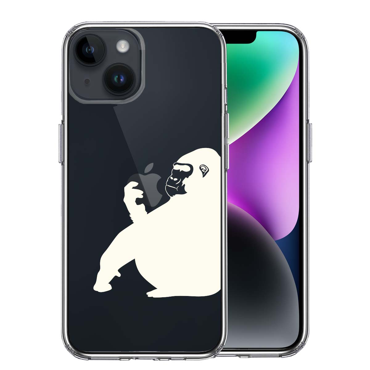 スマホケース メンズ レディース iPhone14Plus 6.7インチ対応 TPU 側面ソフト 背面ハード 白いゴリラ 動物シリーズ クリア アイフォン アイホン カバー 透明 アイフォン アイホン カバー 透明 スマフォケース