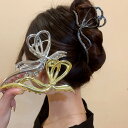 ヘアクリップ レディース 春夏秋 蝶々風デザイン 滑らかなライン 大きめ バンスクリップ 合金 メタル 個性的 エレガント 女性らしい 金