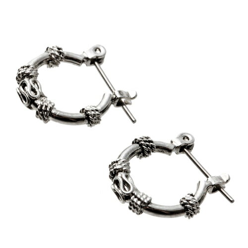 フープピアス メンズ レディース ロック ハード 針金を編み込んだようなモチーフ 1個売り メール便 送料無料 プレゼント 春夏秋冬 大人気 リングピアス