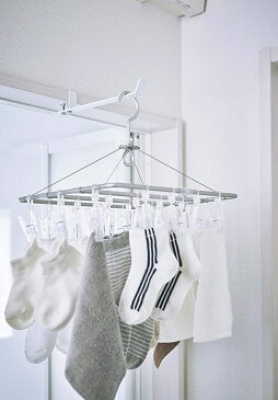 ランドリー室内干しハンガー 物干し 室内ハンガー 洗濯物掛け 洋服掛け 簡単設置 ネジで固定 フック ホワイト ブラック 白 黒 部屋干し 引っ掛け 賃貸 壁に穴を開けない