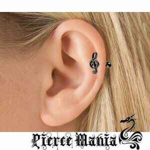 16g 可愛い音符型 カラーチタン ストレートバーベ ル★ボディピアス チタニウム 軟骨ピアス トラガス ヘリックス ボディーピアス ボディピ