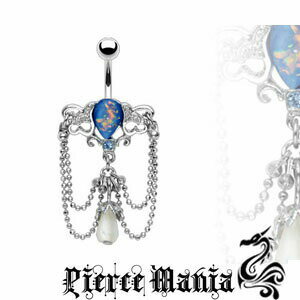 14g まるでブルーホール 透き通る海 へそピアス バナナバーベル★ボディピアス サージカルステンレス イヤロブ ボディーピアス へそピ