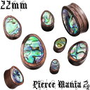 22mm★幻想的!アバロンパール&ウッドの雫プラグ★ボディピアス 虹色グラデーション 真珠ピアス ナチュラル 快適 シズク 天然素材 ドロップ 木製 オーロラ 木目 イヤーロブ★ボディピ ダブルフレア 貝