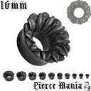 16mm 美しい女性に!ブラックフラワー ウッドトンネル お花ピアス★ボディピアス 天然木 ピアス ナチュラルウッド耳ピアス 蓮の花プラグ