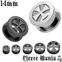 《在庫限り》14mm アイアンクロス ロックトンネル 十字架プラグ★サージカルステンレス イヤロブ ボディーピアス ボディピ シングルフレア