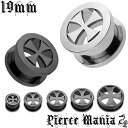 《在庫限り》19mm アイアンクロス ロックトンネル 十字架プラグ★サージカルステンレス イヤロブ ボディーピアス ボディピ シングルフレア