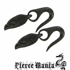 《ラスト1》00g 闇夜のブラックイーグル 黒い鷲 フックピアス★ボディピアス ブラックホーン バッファロー 天然素材 イヤーロブ タロン