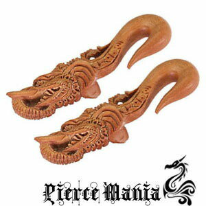 《在庫限り》12mm 神秘なガネーシャピアス 天然ウッド フックピアス★ボディピアス 木製ピアス 天然素材 イヤーロブ タロン