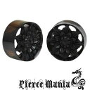 《在庫限り》12mm 麗しい黒花細工!職人技 フラワープラグ★ボディピアス ブラックホーン バッファロー 天然素材 イヤロブ プラグ(4)
