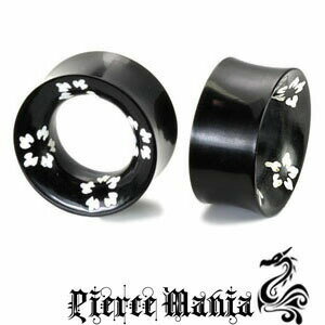 12mm 淡雪ハイビスカス お花ピアス ホーントンネル フラワー★ボディピアス バッファロー ホーンピアス 天然素材 イヤーロブ タロン