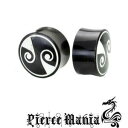 《ラスト1》18mm 古代エジプト風!神秘的なホーンプラグ★ボディピアス ブラックホーン バッファロー 天然素材 イヤロブ プラグ