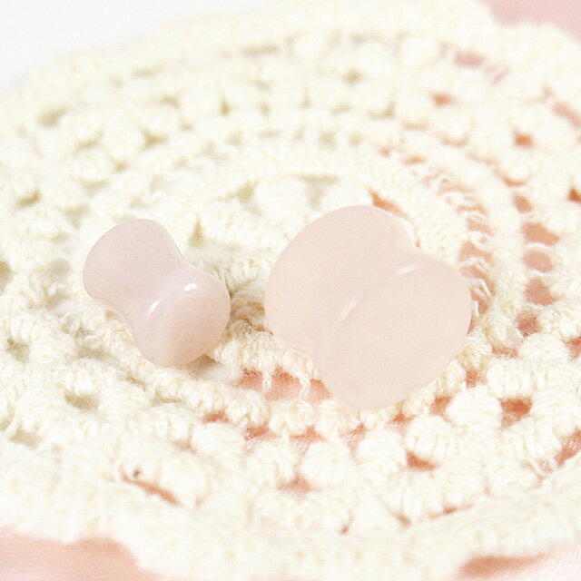【お買い物マラソン開催中!】ボディピアス 天然石 パワーストーン ローズクォーツプラグ 4G 2G 0G 00G 11mm ボディーピアス