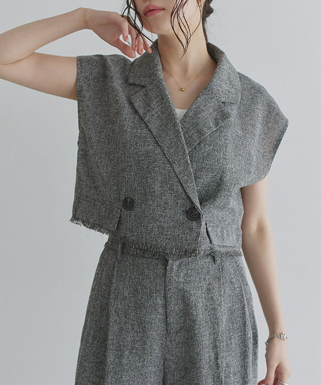 【送料無料】[ECLAM] サマーツイードショートジャケット ☆ ジャケット サマーツイード ショート丈 テーラード ノースリーブ ECLAM クラム ECLAM ピエロ