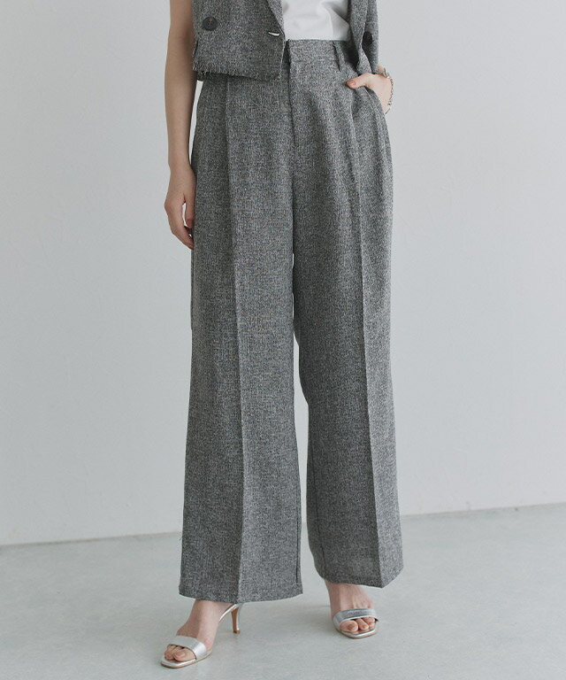 【最新作！送料無料】[ECLAM] サマーツイードタックパンツ ☆ パンツ サマーツイード フロントタック クラシカル フルレングス ECLAM クラム ECLAM【Pierrot】 ピエロのサムネイル