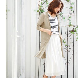 ★★★UVカット機能裾スリットカーデ☆トッパーカーディガンカーデUVカットロングカーデスリットMLレーヨン混シンプル無地ピエロpierrotぴえろpiero【返品不可】