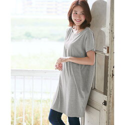 ★★★綿100%2typeデザインビッグTシャツ☆綿100コットンコットン1002typeビッグTオーバーサイズTシャツトップスワンピチュニックサイドスリットプリントT無地ピエロpierrotぴえろpiero【返品不可】